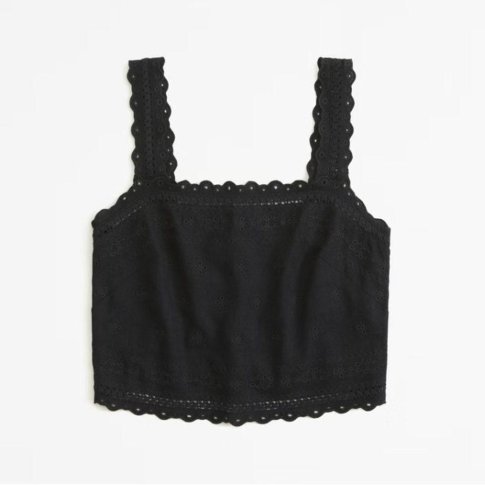 Abercrombie Linen Blend Tie-Back Square Neck Top